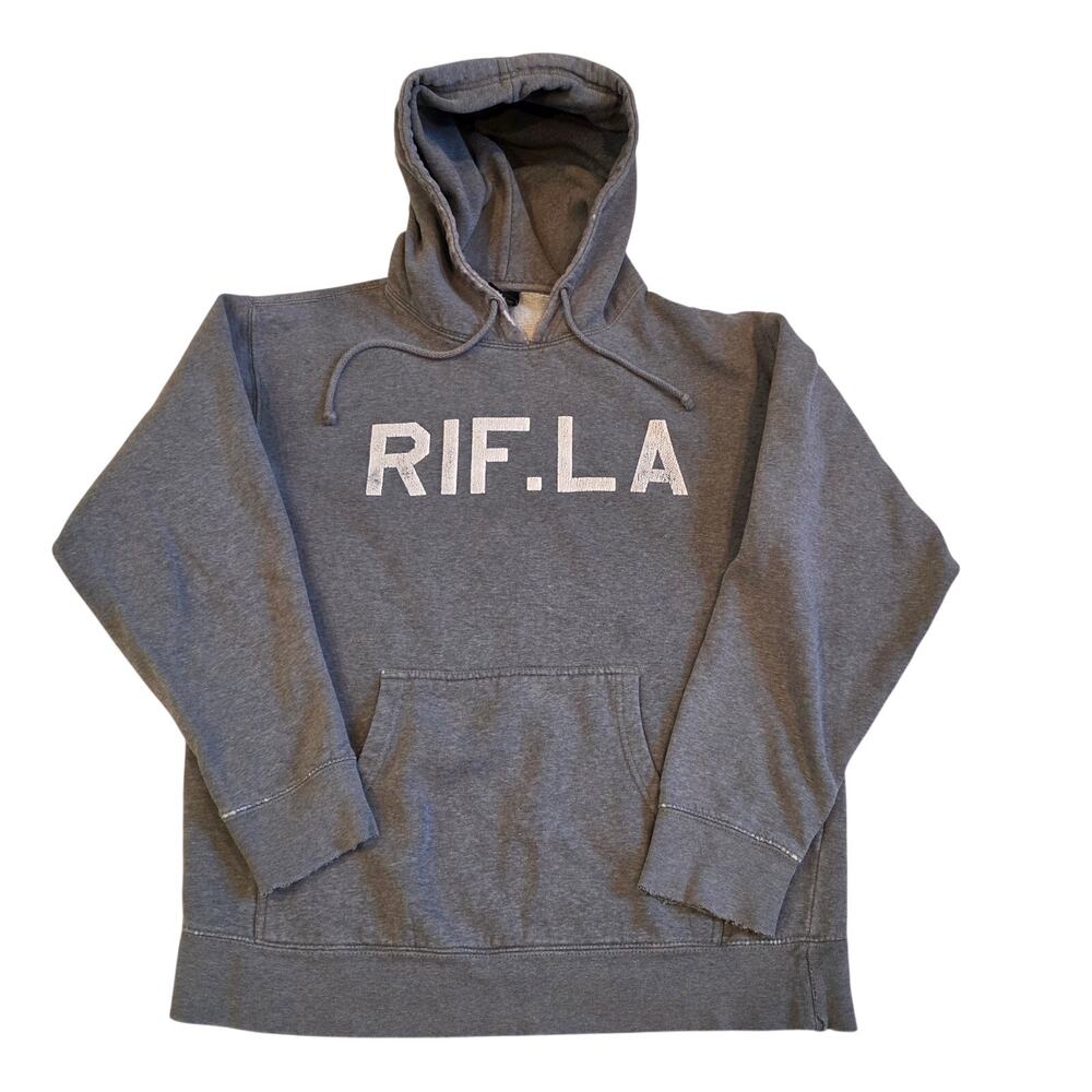RIF LA Distressed Grey Pullover Hoodie Los Angeles Medium
